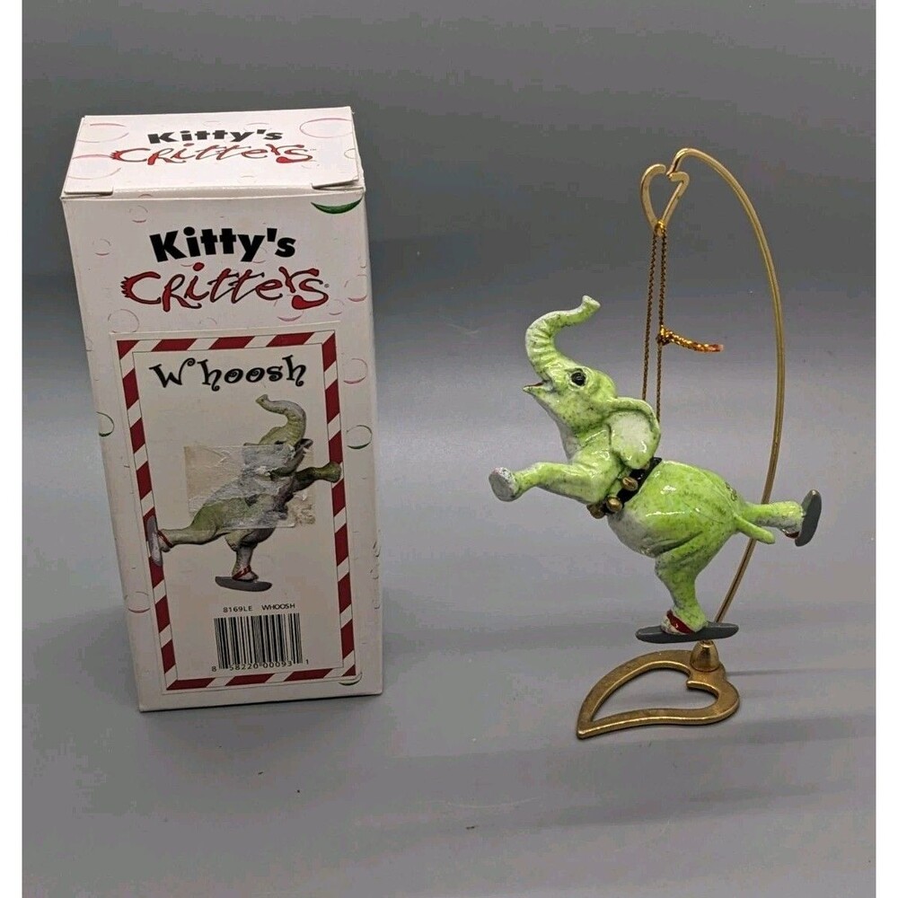Kittys Critters Ice Skating Elephant Whoosh Figurine Christmas Ornament Cantrell